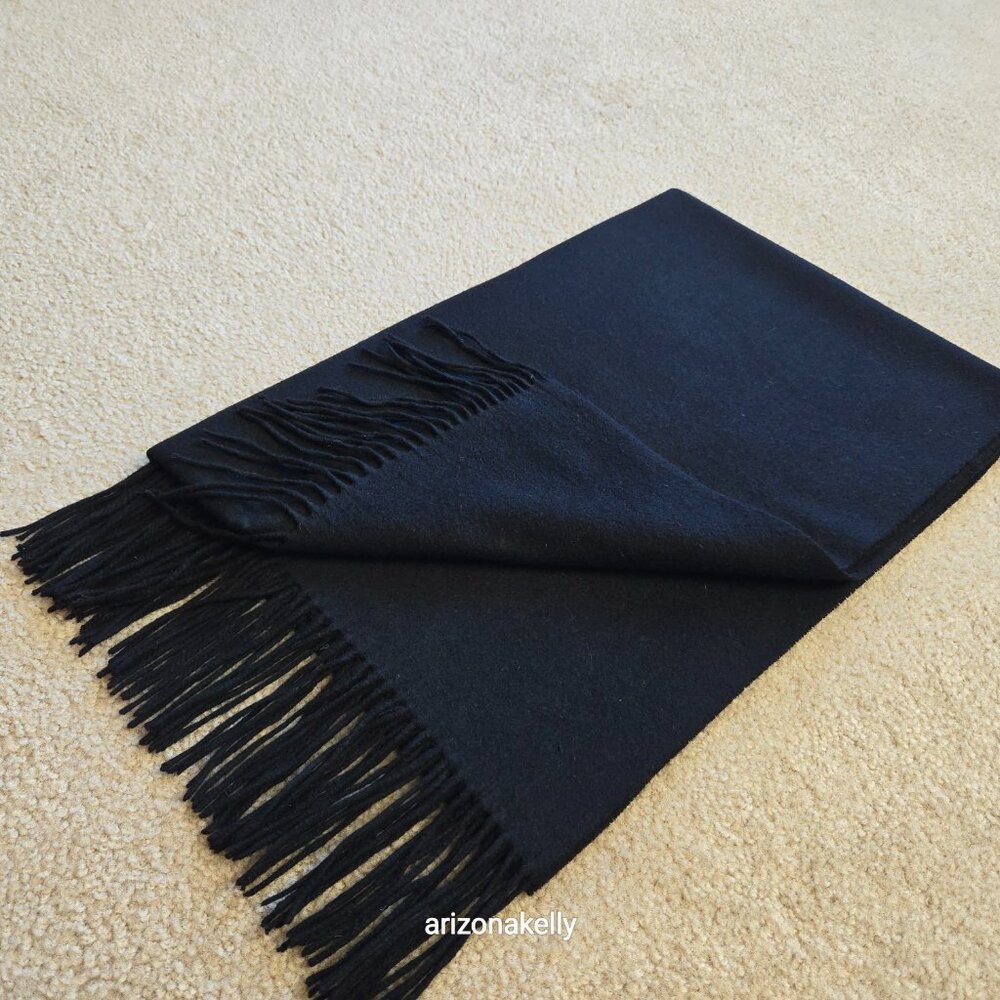 Black Cashmere Scarf Thick Soft Lux - Picture 13 of 16